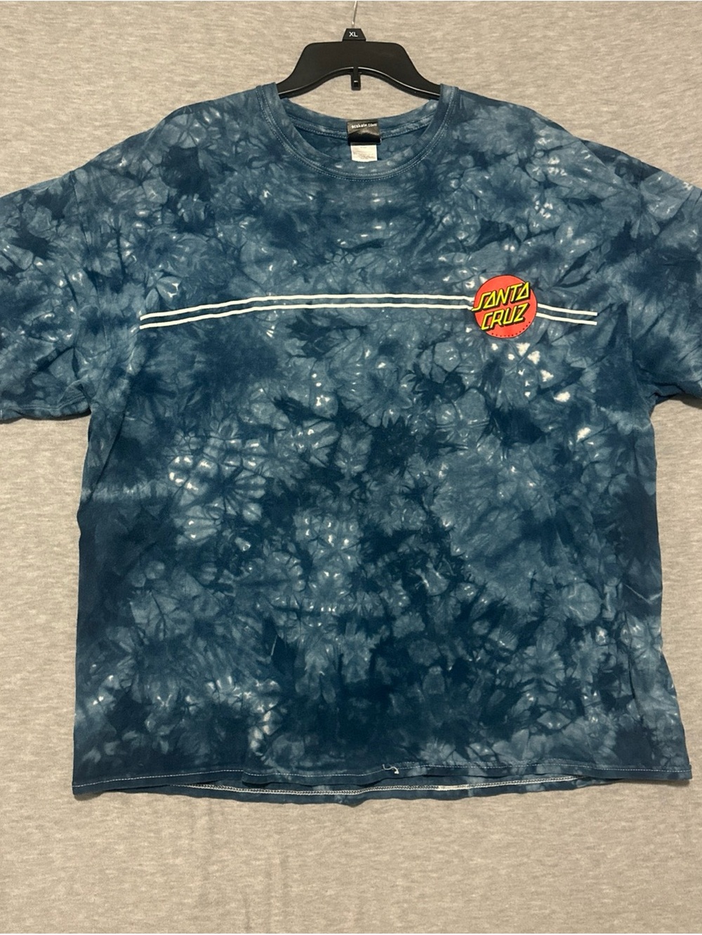 Santa Cruz T-Shirt Mens XXL Navy Blue Short Sleeve Graphic Logo Tie Dye
